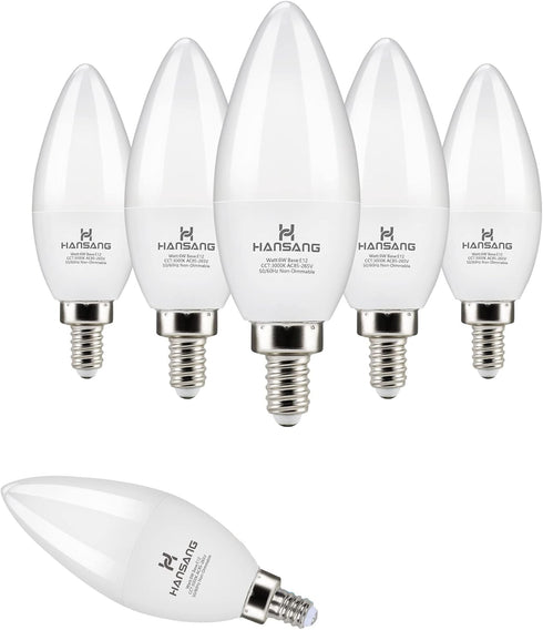 hansang E12 LED Candelabra Bulbs, 3000K Soft White, 6W (60Watt Equivalent), B11 Ceiling Fan Bulbs, 600 Lumen,