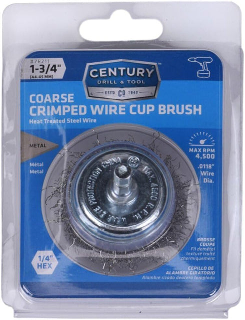 Century Drill & Tool 76211 Coarse Crimped Cup Wire Brush, 1-3/4"