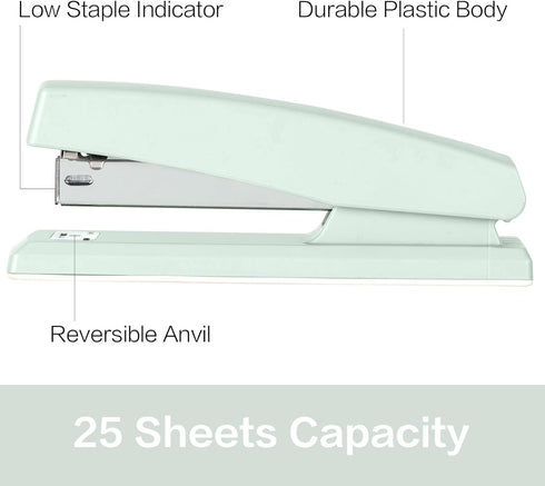 Deli Stapler, Desktop Stapler, Office Stapler, 25 Sheet Capacity, includes 1000 Staples and Staple Remover, Green by deli
