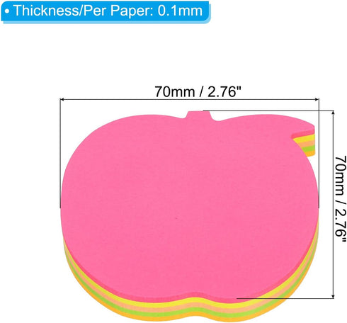PATIKIL 2.7 x 2.7 Inch Fruit Shape Sticky Notes, 12 Pads Cute Self-Stick Memo Pads Bright Colorful 100 Sheets/Pad for Home Office, 5 Colors