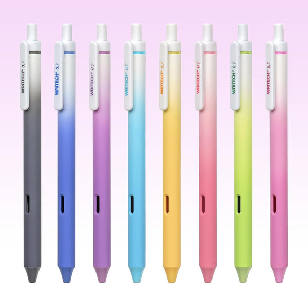 WRITECH Gel Pens Fine Point, 8ct Retractable Assorted Color Ink, 0.7mm Medium Point, Smooth Writing for Journaling