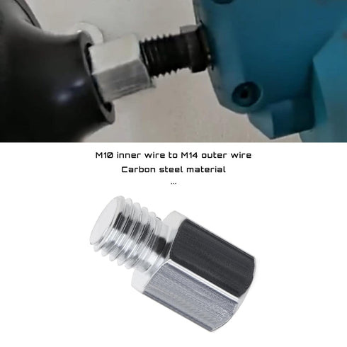M10 Female to M14 Male Thread Adapter for Angle Grinder, Polisher Drill Bit Connector, Carbon Steel Power Tool