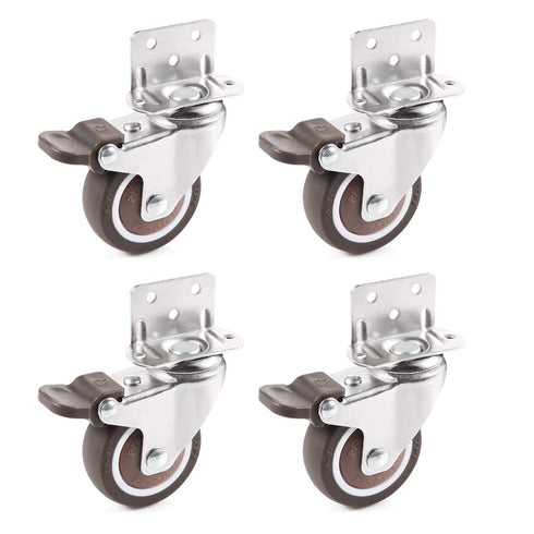 Skelang 4 Pcs 2 Inches Swivel Plate Casters with Brake, TPE Replacement for Baby Bed, Carts