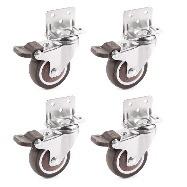 Skelang 4 Pcs 2 Inches Swivel Plate Casters with Brake, TPE Replacement for Baby Bed, Carts