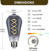 ST58 (ST19) LED Edison Bulbs 45 Watt Equivalent, CRI 80+, High Brightness Daylight White 5000K Smoky Grey Glass, Dimmable Antique LED Filament Bulbs, E26 Medium Base, 6 Pack by YIMILITE