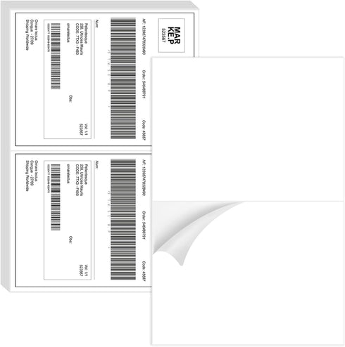 Half Sheet Shipping Labels - 50 Counts, 8.5 x 5.5 Self Adhesive