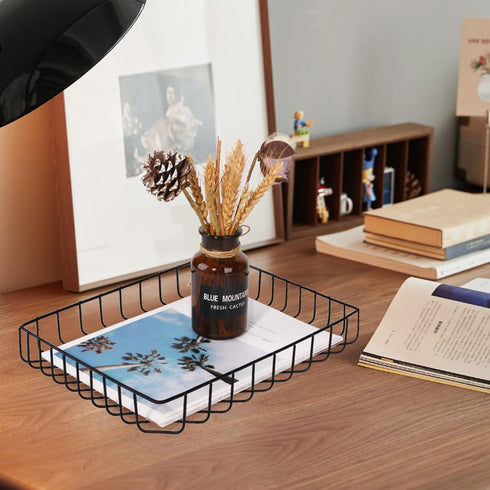 Metal Paper Organizer for Desk, Large Capacity Letter Tray, Paper Holder Basket for Office Classroom Storage