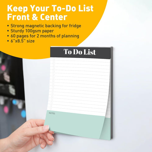Sweetzer & Orange To Do List Notepad Magnetic Planners - Daily Task Planning Pad, Easy to Read Grocery Checklist, Daily