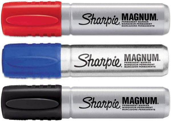 Sharpie Magnum - Blue, Black, Red - 3-Color Bundle, Magnum Oversized Permanent Markers