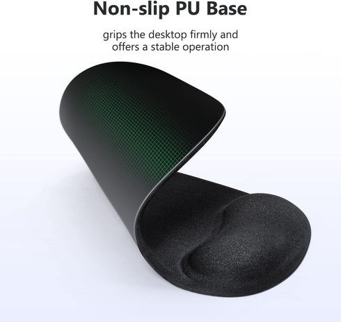 Soqool Ergonomic Mouse Pad with Gel Wrist Rest Support, Non-Slip PU Base for Easy Typing Pain Relief, Classic Black