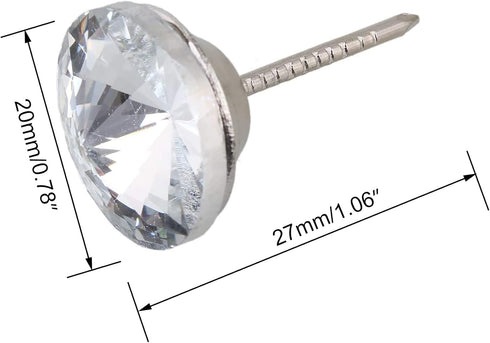 ZAYI 20mm Diamond Crystal Upholstery Nails Buttons Tacks for Sofa Headboard Furniture Decor, 20pcs