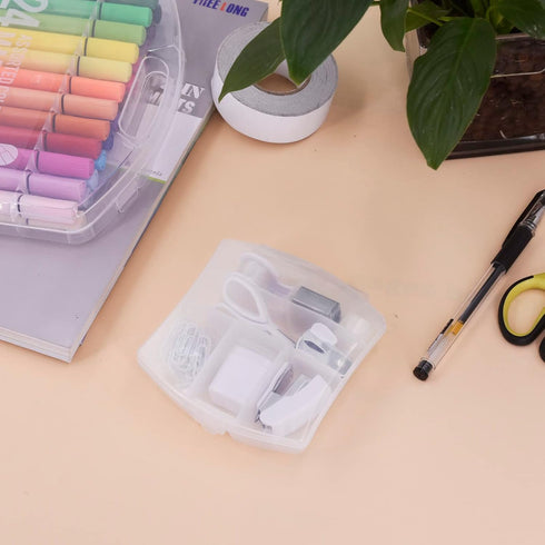 Mini Office Supply Kits, Includes Mini Stapler, Scissors, Staple Remover, Staples, Tape Dispenser - White