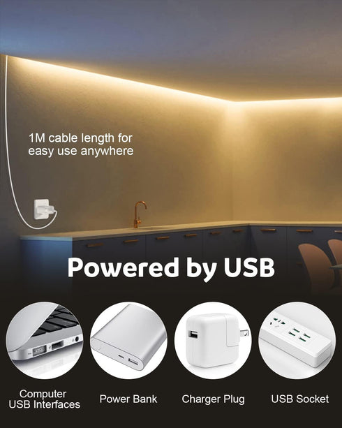 5V 1M 3.28FT 320Leds 3000K CRI85+ 1M Aclorol USB COB LED Strip Lights Warm White Led TV Backlight COB Flexible Lights