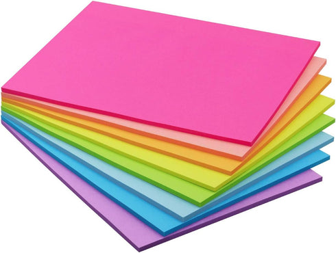 Sticky Notes, 8x6 inch, Bright Colors, Self-Stick Pads, 8 Pads/Pack, 35 Sheets/Pad, Total 280 Sheets