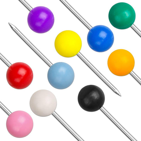 Yalis Push Pins 600-count Map Tacks Marking Pins, 1/8-Inch Plastic Beads Head, 10 Assorted Colors