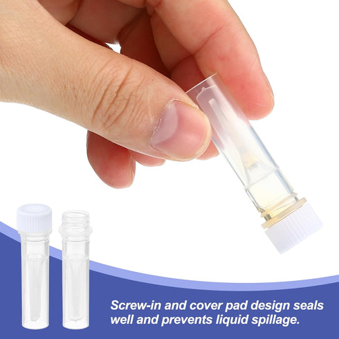 PATIKIL 200Pcs 0.5ml Plastic Cryogenic Vial, Self Standing Screw Top Frozen Test Tube for Lab Science, White Cap