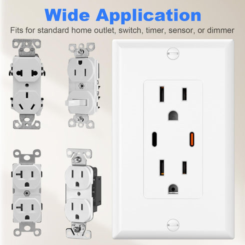 Decorator Wall Plate: Light Switch Outlet Cover with Screws, 1-Gang Standard Size 2.76"W x 4.5"H, Glossy White (10 Pack)