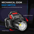 Rechargeable Super Bright LED Headlamps, Mechanical Rotational Zoom, USB Head Lamp with Power Bank, Waterproof for