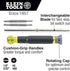 32581 4-in-1 Set 2 2 Klein Tools Electronics Screwdriver with Slotted, Phillips Precision Machined Bits, Ideal