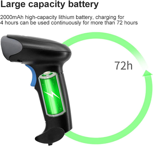 Treamvp 2D 2000mAh 1D 2D Wireless Barcode Scanner, Bluetooth QR Code Reader with Battery, Handheld Bar Codes Reader