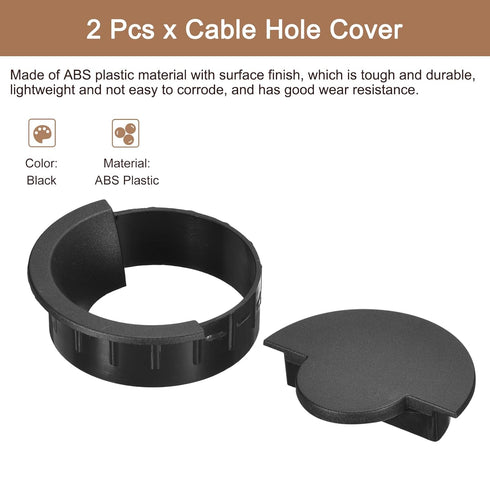 uxcell 2Pcs Cable Hole Cover, 3-5/32"(80mm) ABS Arc Desk Wire Cord Grommet for Office Computer Desk Organizer