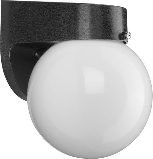 1-Light Progress Lighting Polycarbonate Outdoor White Acrylic Shade Modern Outdoor Wall Light Textured Black