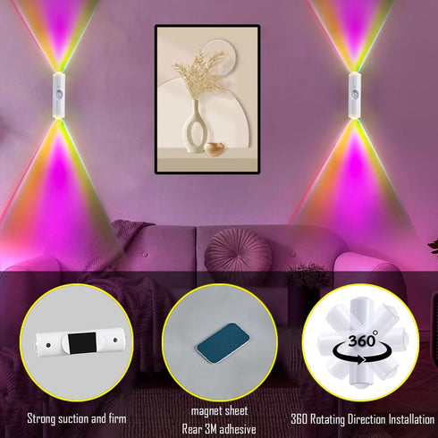 Light,7-Color 2 Portable Wall Mounted Night Light,USB Rechargeable Magnetic LED Wall Lamp,Motion Sensor Night