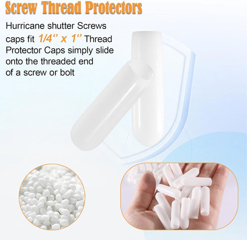 shiguan 1/4" White150 Screw Thread Protectors for Storm Hurricane Shutters Bolts, Hurrican Window Shutter Bolt End Cap