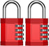 ZHEGE 4 Digit Combination Padlock for Lockers, Gym, School, Storage, Fence, Gate (2 Pack, Red)