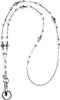 Hidden Hollow Beads Super Slim White Women's Beaded Lanyard, 34" ID Card Badge Holder for Teacher Keys (White - Non