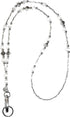 Hidden Hollow Beads Super Slim White Women's Beaded Lanyard, 34" ID Card Badge Holder for Teacher Keys (White - Non