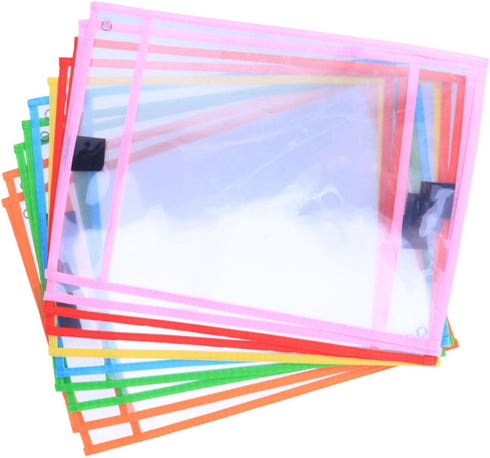 TEHAUX Dry Wipe Bag Set Pcs Reusable Dry Erase Pockets School Office