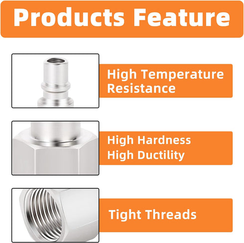 GASHER 10PCS 3/8-Inch NPT Female Industrial Air Tool Fitting, High Flow Pneumatic Plugs, Max Working Pressure 300PSI