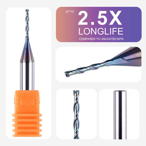 1/16 Inch 1/4 Inch SpeTool Up Cut Spial Router Bit Shank with Extra Long Life Coating CNC Router Bit Plunge Woodworking
