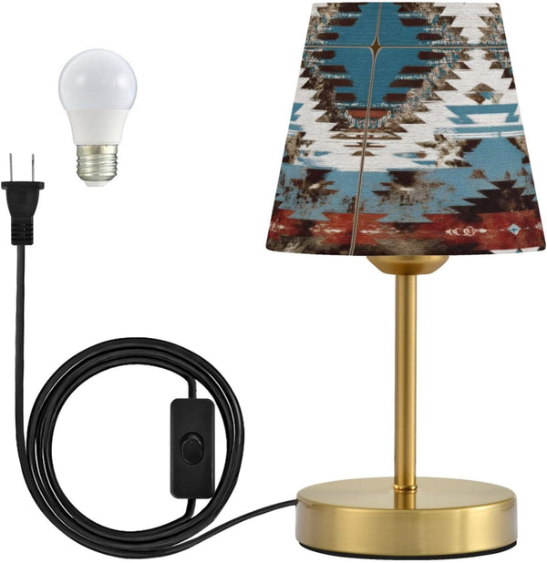ALAZA Table Lamp for Bedroom Nightstand Western Aztec Bedside Lamp with USB