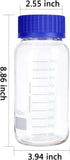3 Pack 1000 mL Wide Mouth Graduated Round Reagent Media/Storage Lab Glass Bottle with GL80 Blue Cap