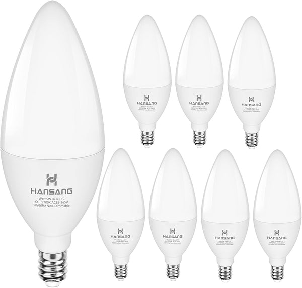 hansang LED Ceililng Fan Light Bulbs Warm White 2700K E12 Candelabra Base,