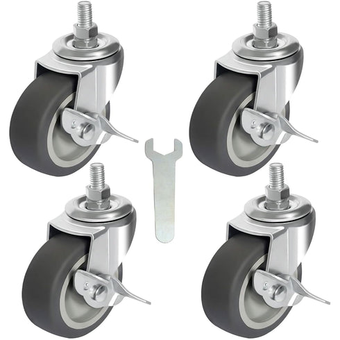 AAGUT 3 Inch TPR Stem Casters, Set of 4, Locking Swivel Replacement for Furniture
