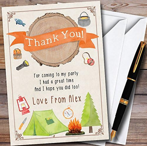 The Card Zoo Log Watercolour Camping Bonfire Personalized Party Thank You Cards