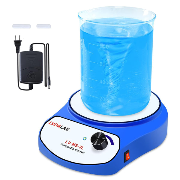 3000RPM Magnetic Stirrer with 2 Stir Bars - 3000ml Stainless Steel Magnetic Mixer for Lab Homebrew
