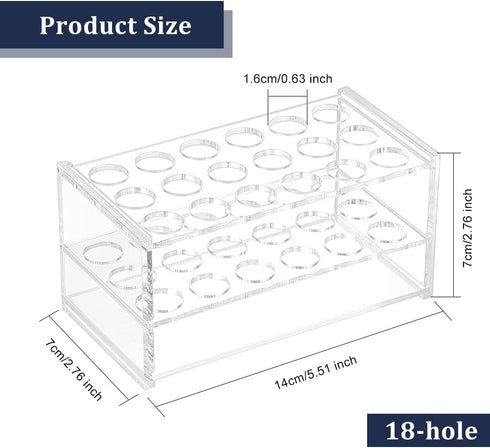 OLYCRAFT 18 Sockets Acrylic Clear Test Tube Rack Transparent Acrylic Test Holder Rack Centrifuge Tube Holder Labortory Display Stands Lab Supplies 16mm Diameter for Test Tubes Chemistry Laboratory