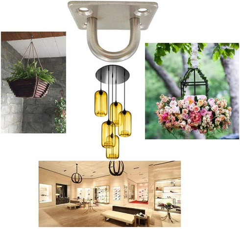 Heavy Duty U-Shaped Pad Eye Plate Staple Ring Hook Loop Sail Shade Hardware - Stainless Steel Hammock Hooks for Wall