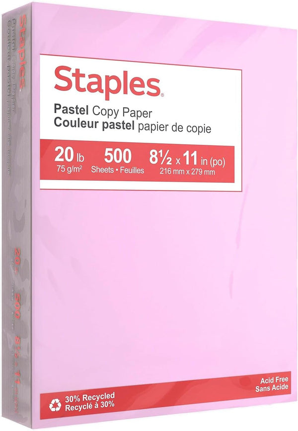 Staples Pastel Copy Paper 8.5 x 11 Inch Lilac Color Sheets for