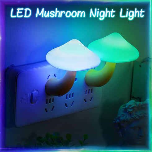 20 7 Tuanse Pcs LED Color Changing Mushroom Night Light, Cute Color Sensor Mushroom Shaped Plug in Lamp, Christmas