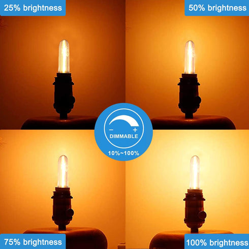 12 Pack Dimmable E12 LED Bulbs, 0.6W Candelabra Bulbs, 2700K Warm White, Vintage T13 Replacement, 2-Pack