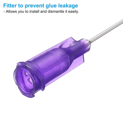 PATIKIL 21Ga x 0.5 Inch Dispensing Needle Tips, 50Pcs Blunt Tips with Luer Lock for Glue Oil Applicator, Purple