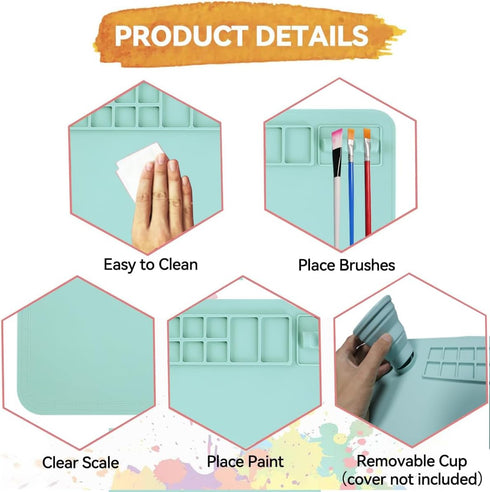 Silicone Painting Mat - 20"x 16" Art Mat with Cup for Kids Painting, Resin, DIY, Clay, Playdoh