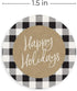 Black and White Buffalo Plaid Happy Holidays Stickers, 500 Christmas Gingham Envelope Seals