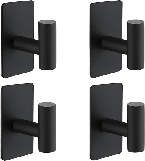 Nolimas Heavy Duty Adhesive Towel Hooks - Waterproof SUS304 Stainless Steel Kitchen Hooks for Hanging Towels, 4 Pack