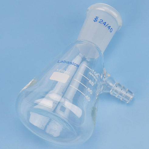 100 ml Filtering Flask with 24/40 Standard Taper Joint, High Borosilicate Glass Filter Flask, Bolt Neck with Tubulation
